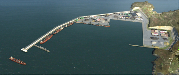 Vista aérea de Punta Langosteira, en el puerto de La Coruña.