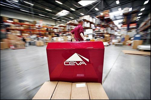 Ceva movimiento transpaleta en almacén