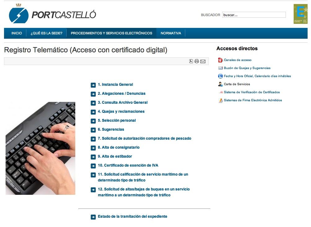 El puerto de Castellón introduce nuevos formularios electrónicos en su web