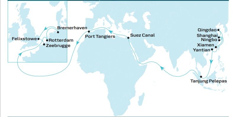 Ruta Asia Europa AE9 de Maersk Line