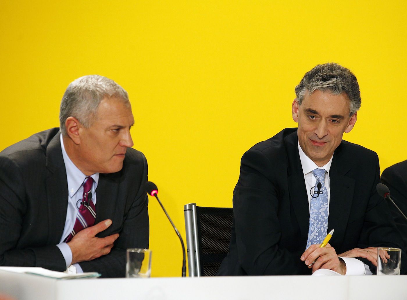 Frank Appel y Larry Rosen, durante la presentacion de los resultados de DP del tercer trimestre 2012
