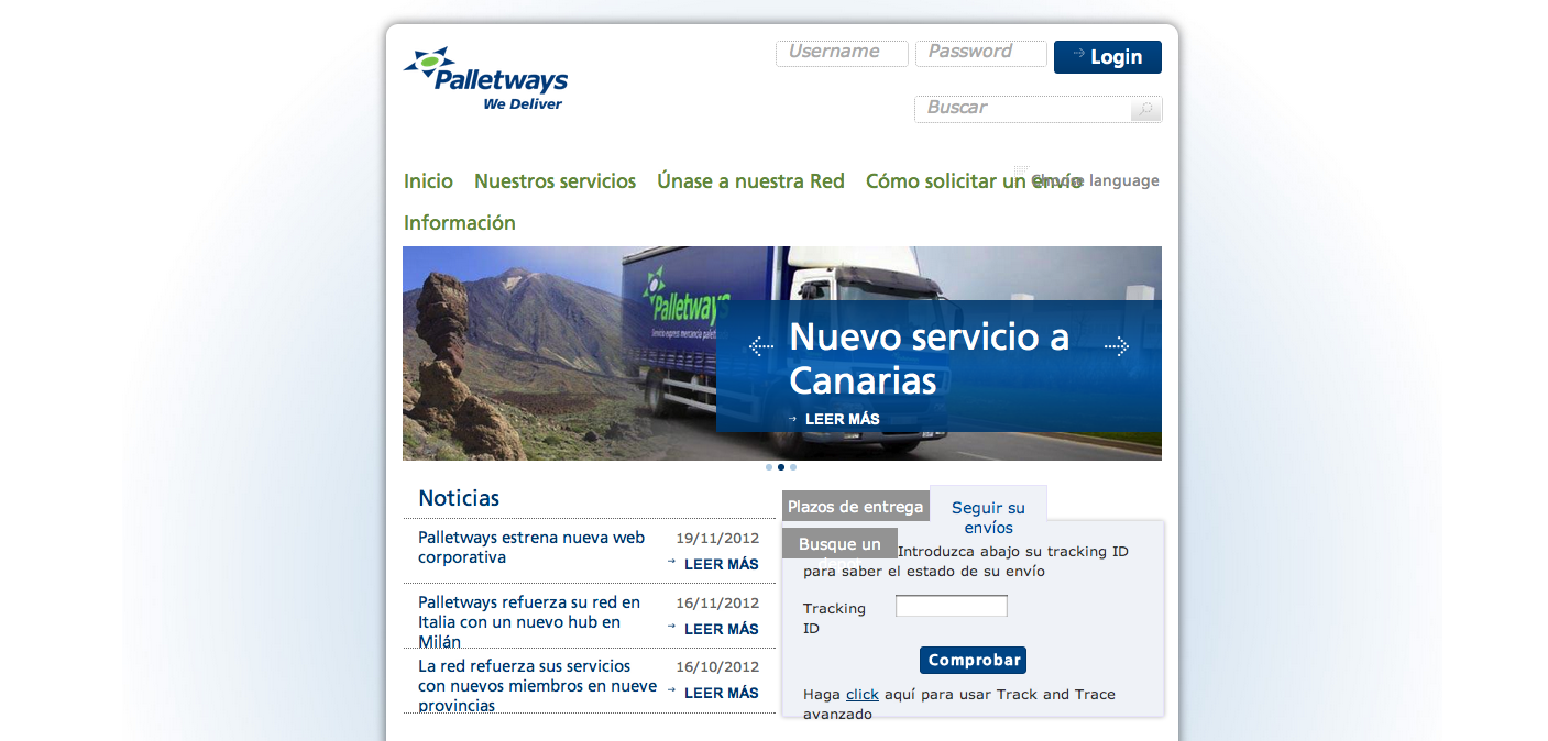 nueva pagina web Palletways