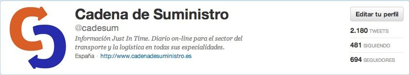 Canal de twitter de cadenadesuministro.es