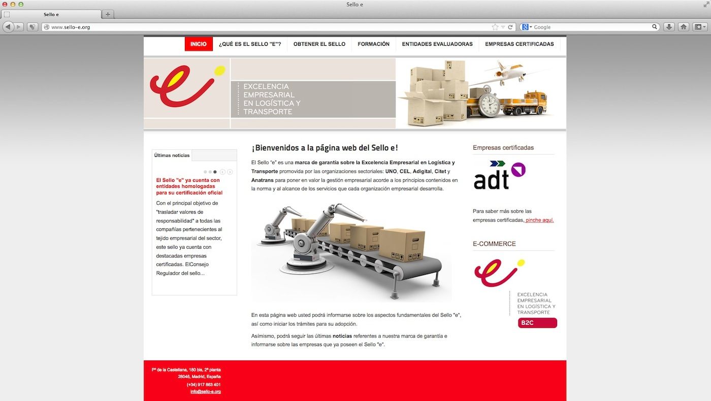 pagina web del "sello e" de excelencia logística