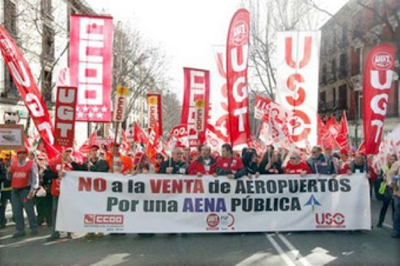 Protesta de los sindicatos por la privatizacion de Aena Aeropuertos