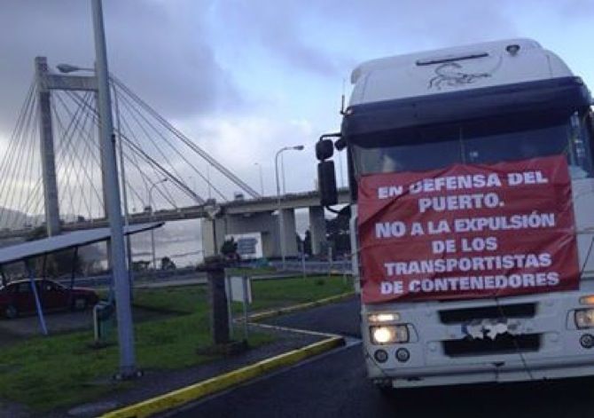 protesta de los transportistas del puerto de Vigo
