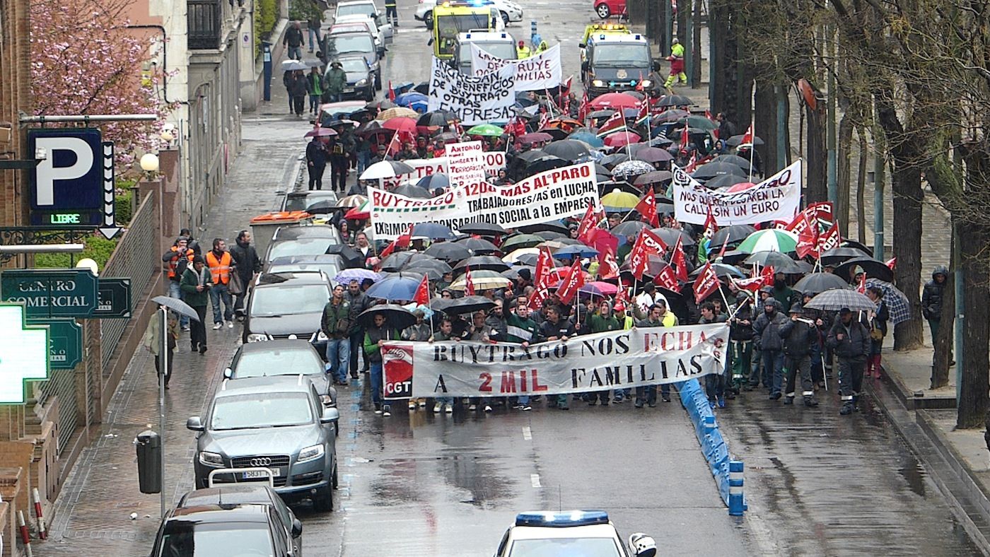 Manifestación de los trabajadores de Transportes Buytrago en Madrid