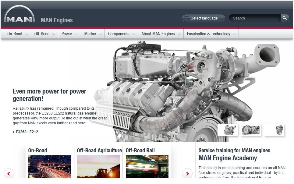 nueva web de MAN especializada en motores y componentes