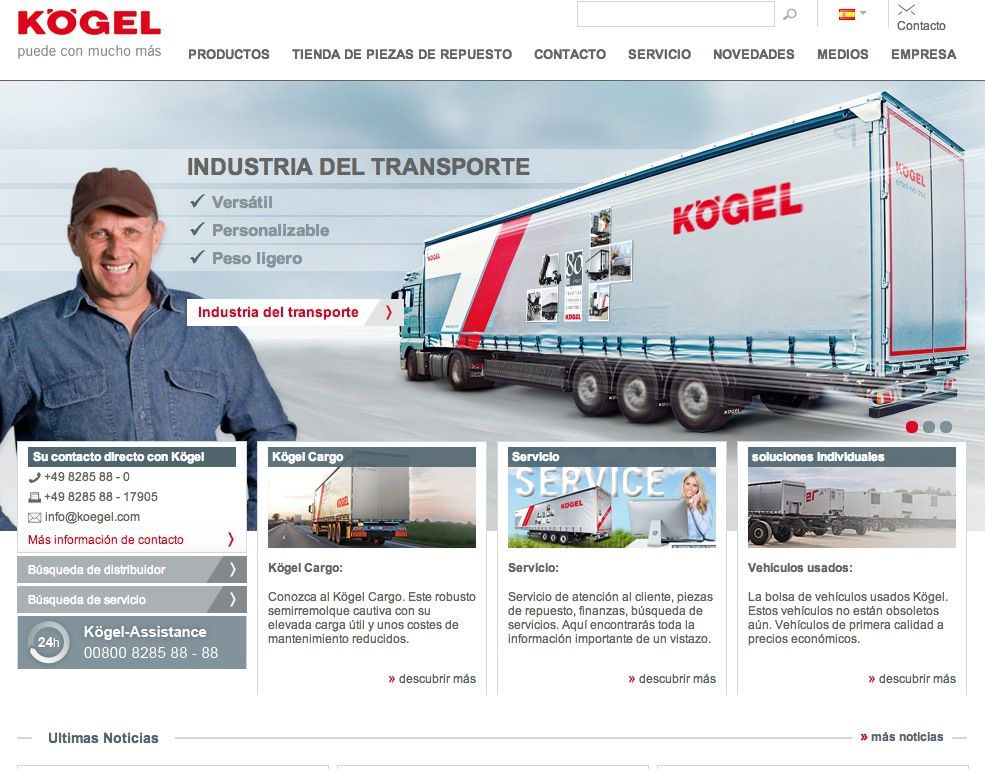 nueva página web de Kögel