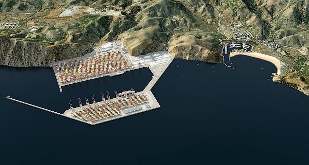 Fotomontaje de la terminal de contenedores de El gorguel en el puerto de Cartagena