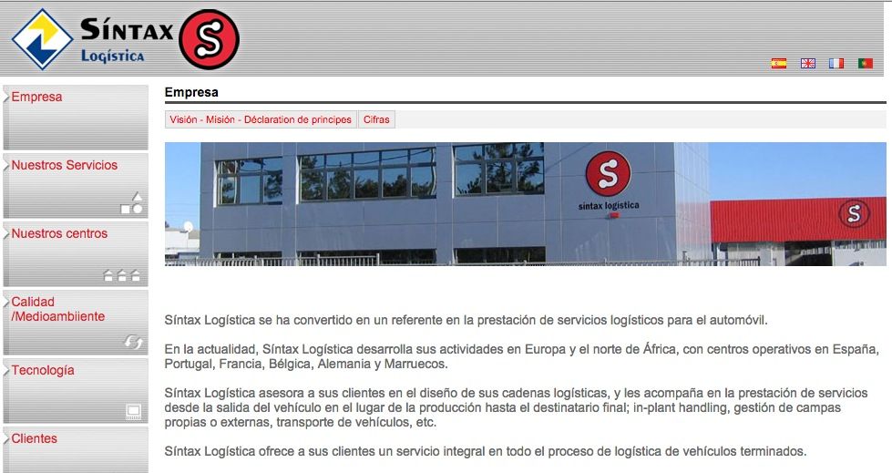 Pagina web Sintax Logistica