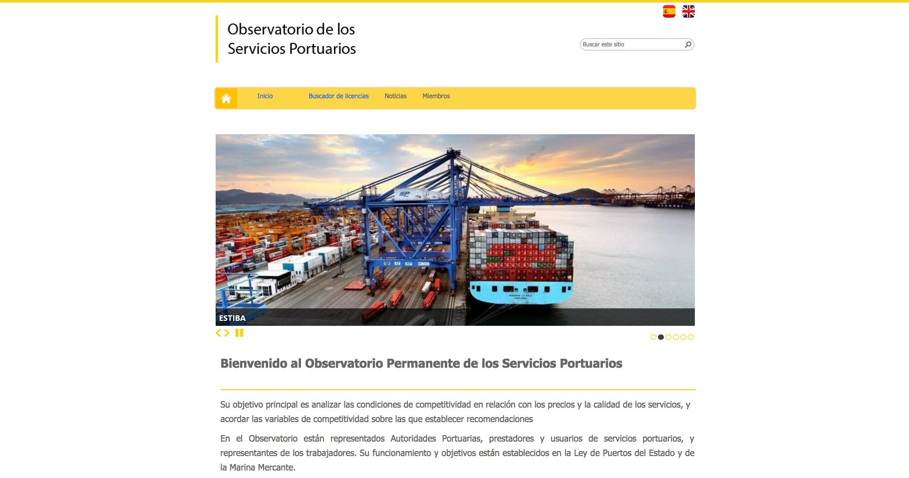 Web del Observatorio Permanente de los Servicios Portuarios Web del Observatorio Permanente de los Servicios Portuarios