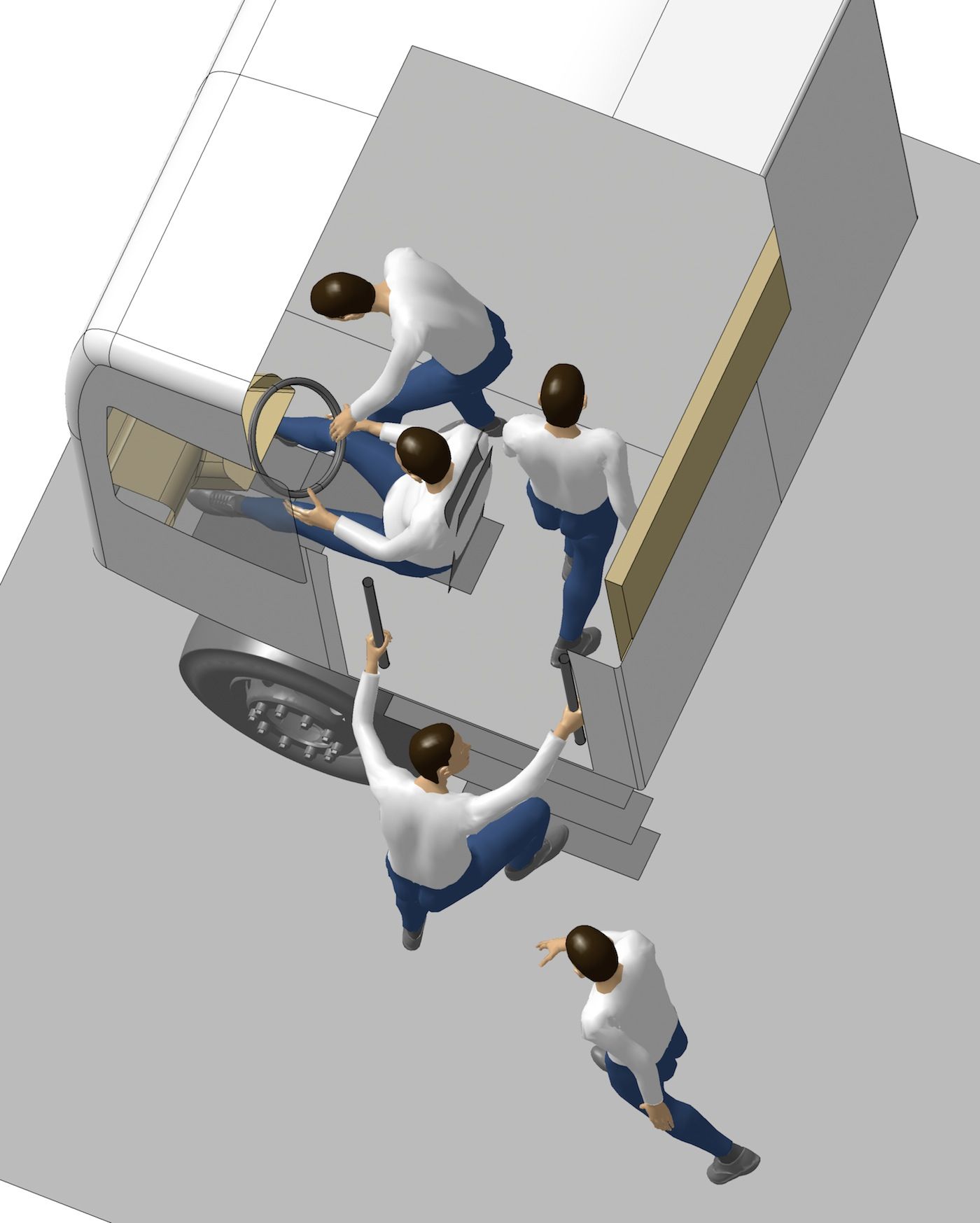 simulacion en 3-D de la ergonomia en camiones Daimler