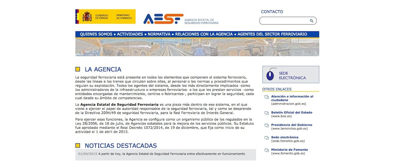 Web de la agencia estatal de seguridad ferroviaria Web de la agencia estatal de seguridad ferroviaria