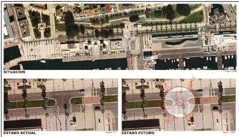 Plano de la rotonda de acceso a la terminal de cruceros del puerto de Cartagena