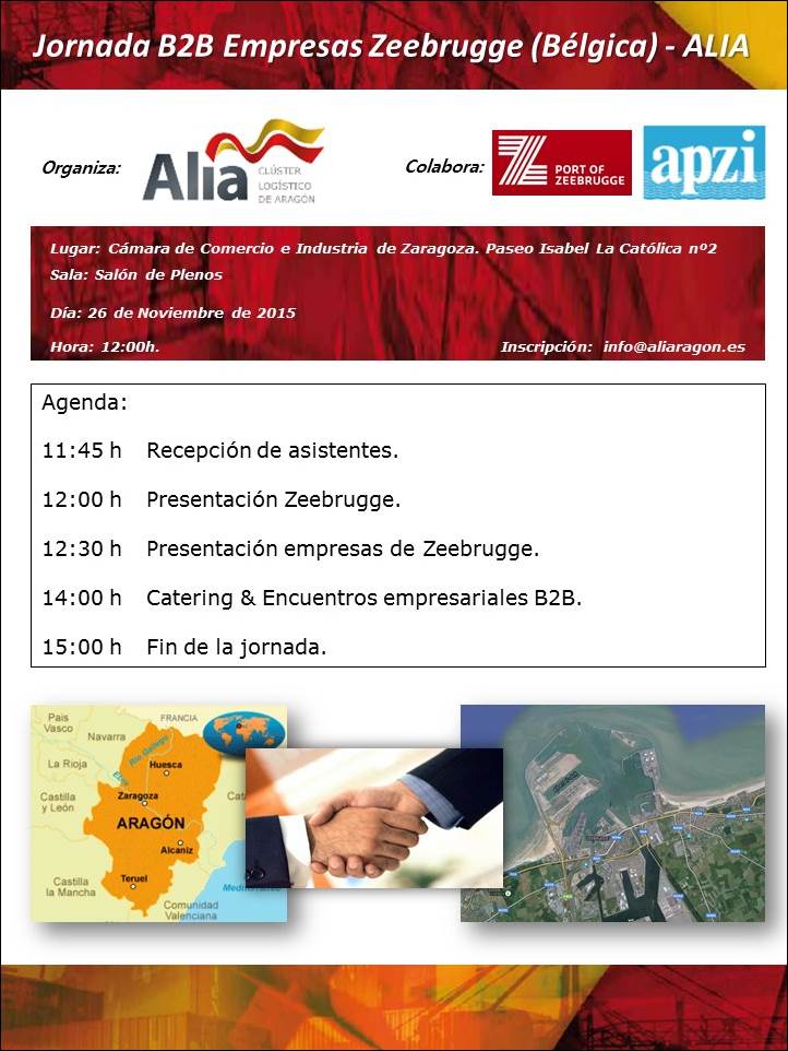 Programa del encuentro empresarial en Zaragoza con empresas de Zeebrugee
