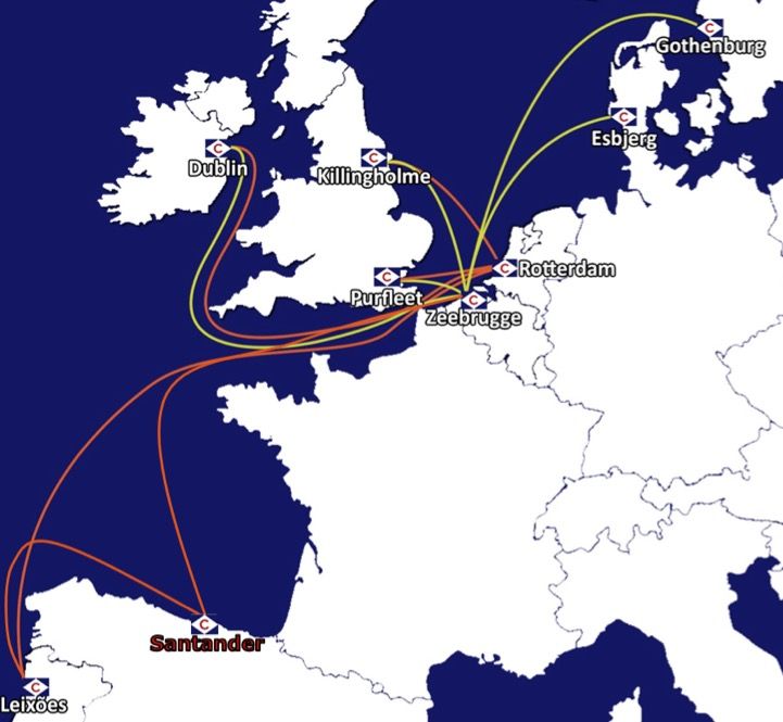 Ruta CLdN entre Portugal, España, Holanda y Benelux