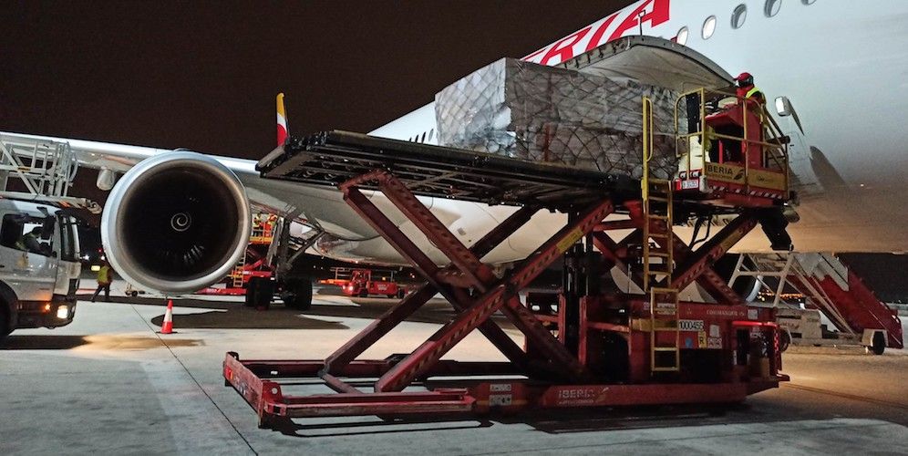 Envio de material sanitario con Iberia, carga aerea