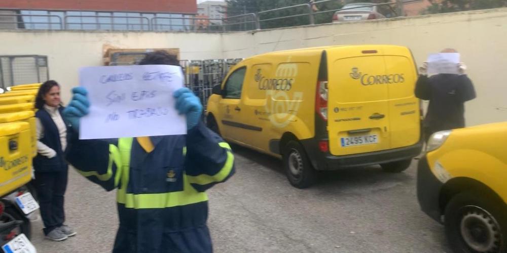 protesta coronavirus trabajadores correos