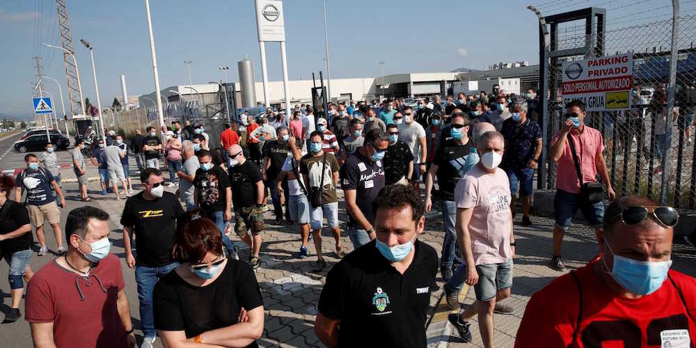 protesta trabajadores Nissan por cierre planta Barcelona