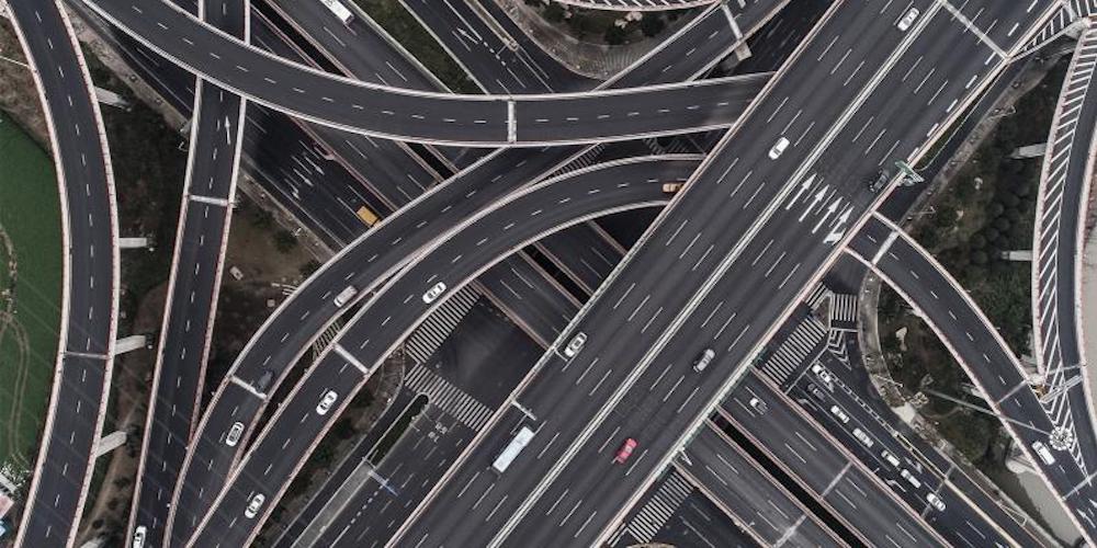 Vehiculos en carretera, plano cenital