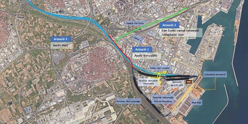 mapa nuevos accesos sur al puerto de barcelona