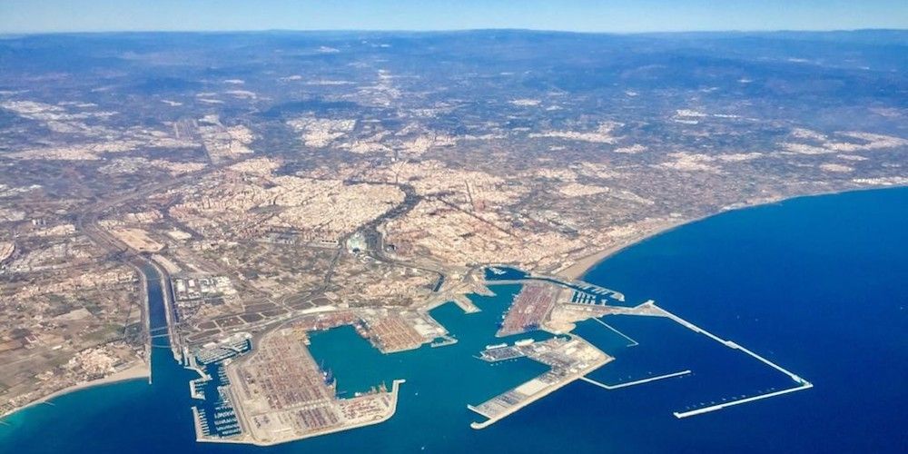 Vista aerea del puerto de Valencia 2020