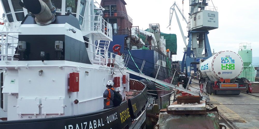 bunkering truck to ship GNL Molgas