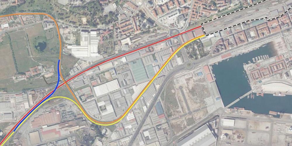 mapa proyecto bypass ferroviario santander