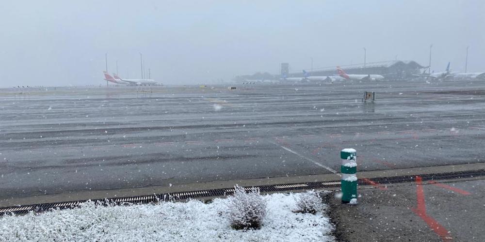 Aeropuerto de Barajas con nieve