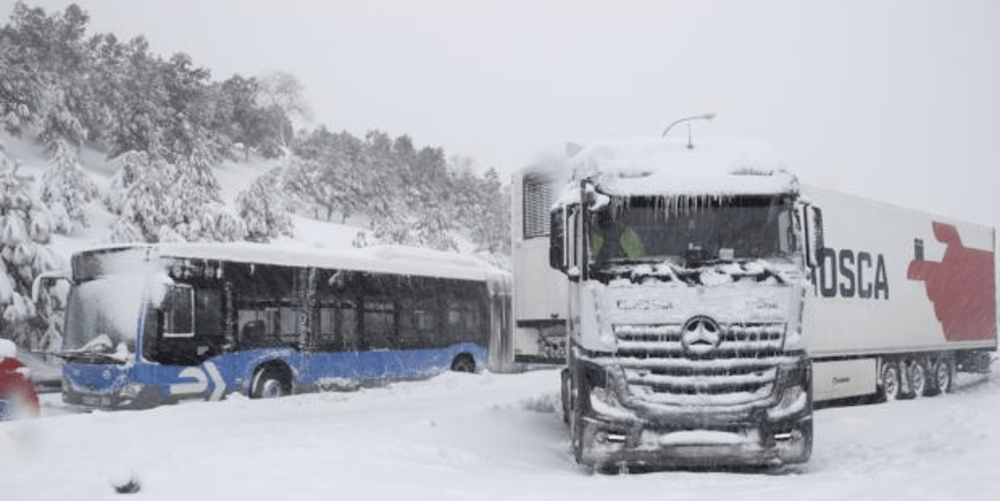 camiones retenidos temporal nieve filomena