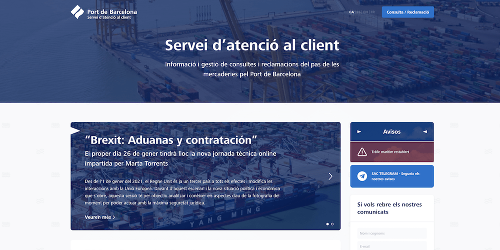 Servicio de atencion al cliente puerto de Barcelona
