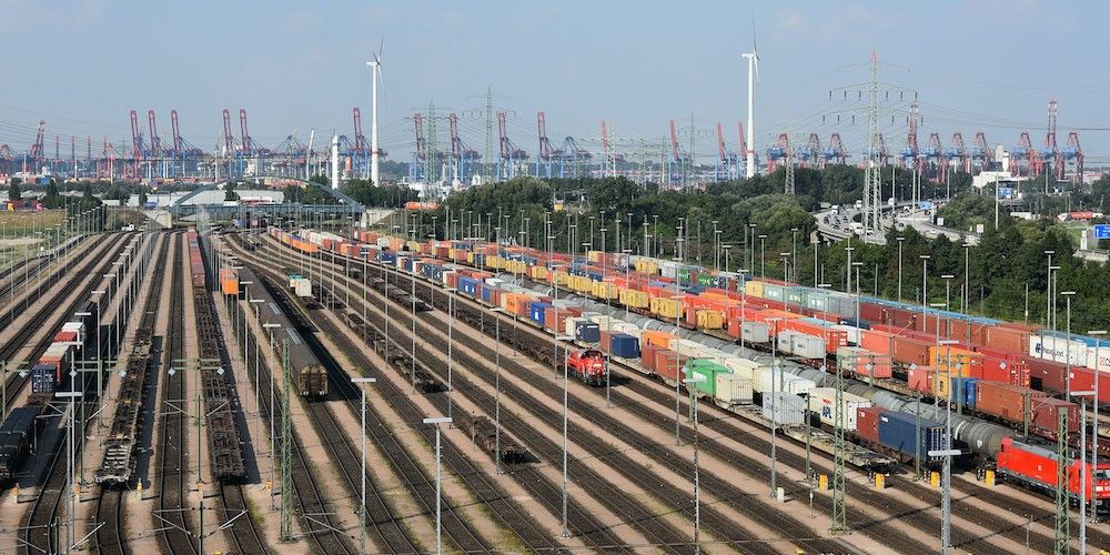 ferroportuario ferrocarril puerto Hamburgo playa vias