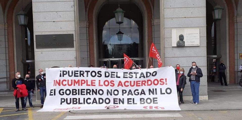 protesta sindical puertos ante mitma