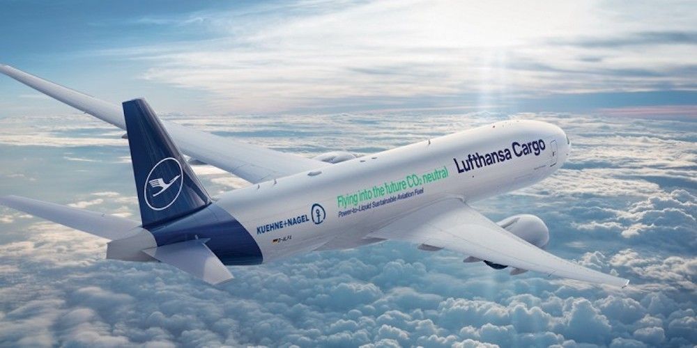 Avion Lufthansa Cargo SAF combustible sostenible