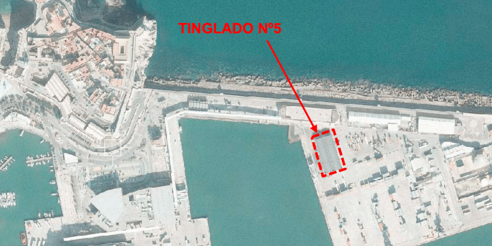 vista aerea tinglado cinco puerto melilla