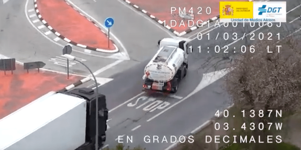 infraccion trafico camiones helicoptero guardia civil