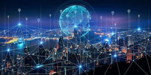 Smart,Connection,Network,System,,Smart,City,Network,Concept,,5g,Wireless