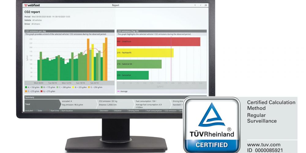 Webfleet CO2 informe certificacion TUV