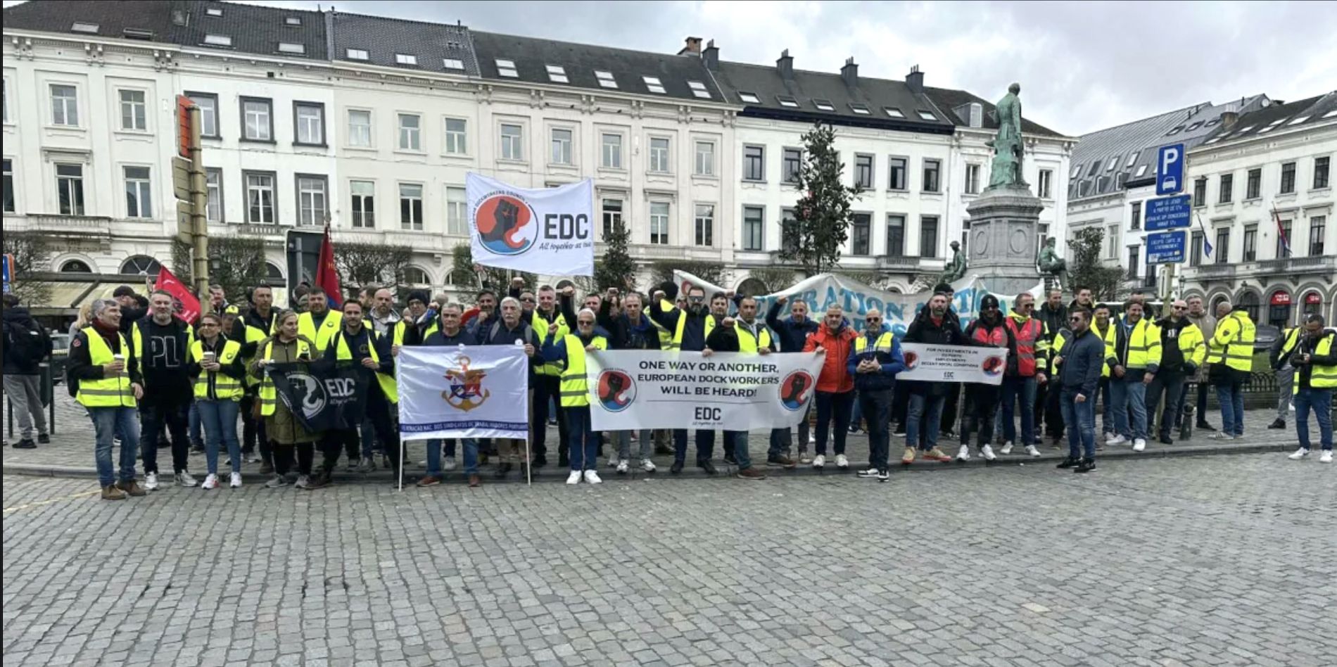 protesta de los estibadores EDC en Bruselas