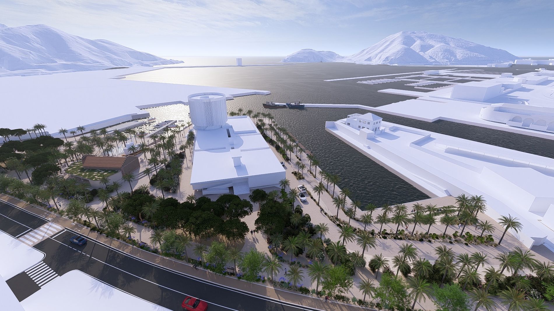 Fachada maritima Santa Lucia puerto de Cartagena