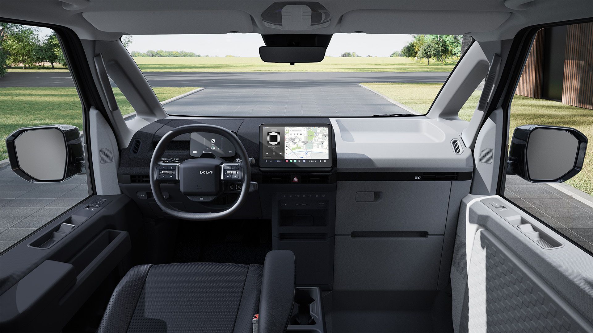 El panel de instrumentos cuenta con una pantalla de 7" (18 cm) y una pantalla de navegación de 12,9" (33 cm).