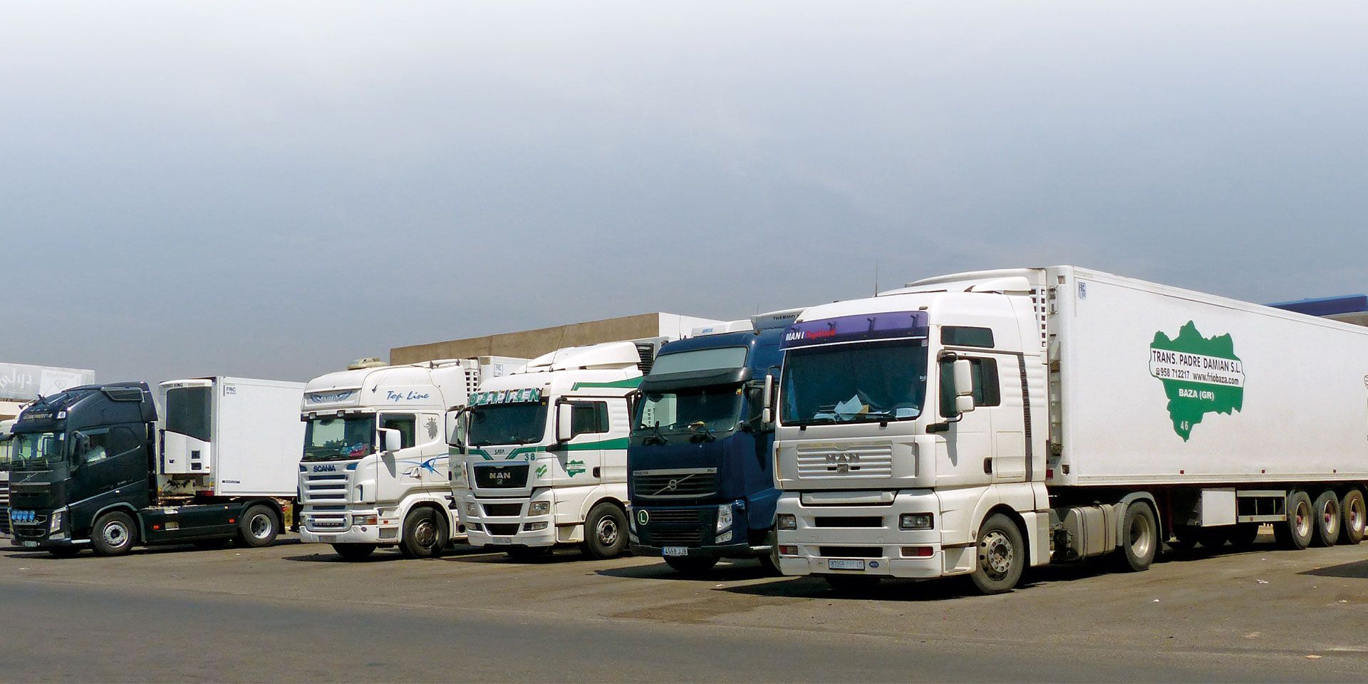 camiones varios con frigos aparcados 3