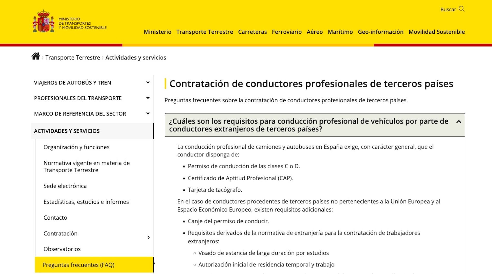 La información está disponible en la web del Ministerio de Transportes y Movilidad Sostenible.