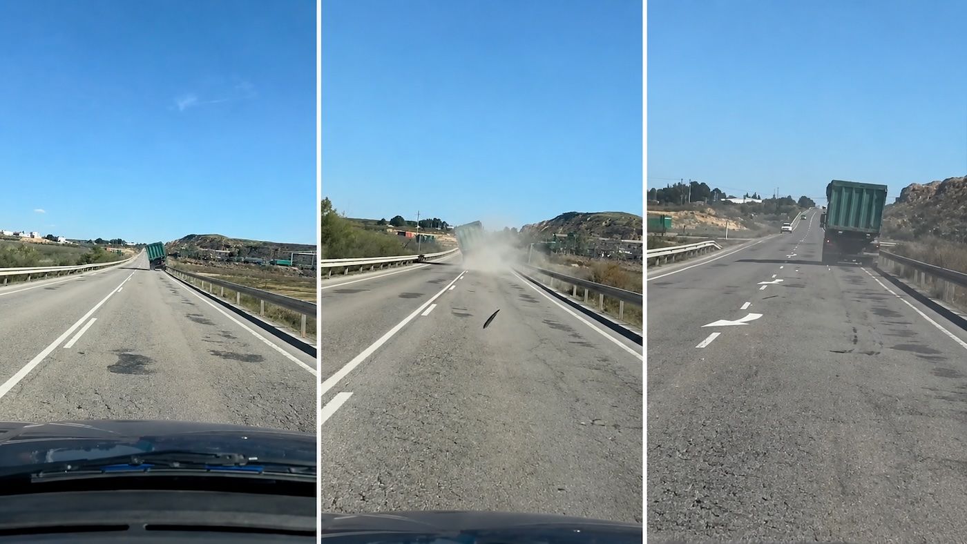Un vídeo viral de un camión dando bandazos en la A-242 reabre el debate sobre el estado de las carreteras y la seguridad del transporte