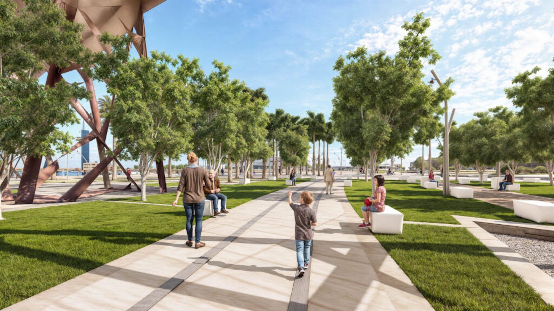 render proyecto puerto ciudad Almeria