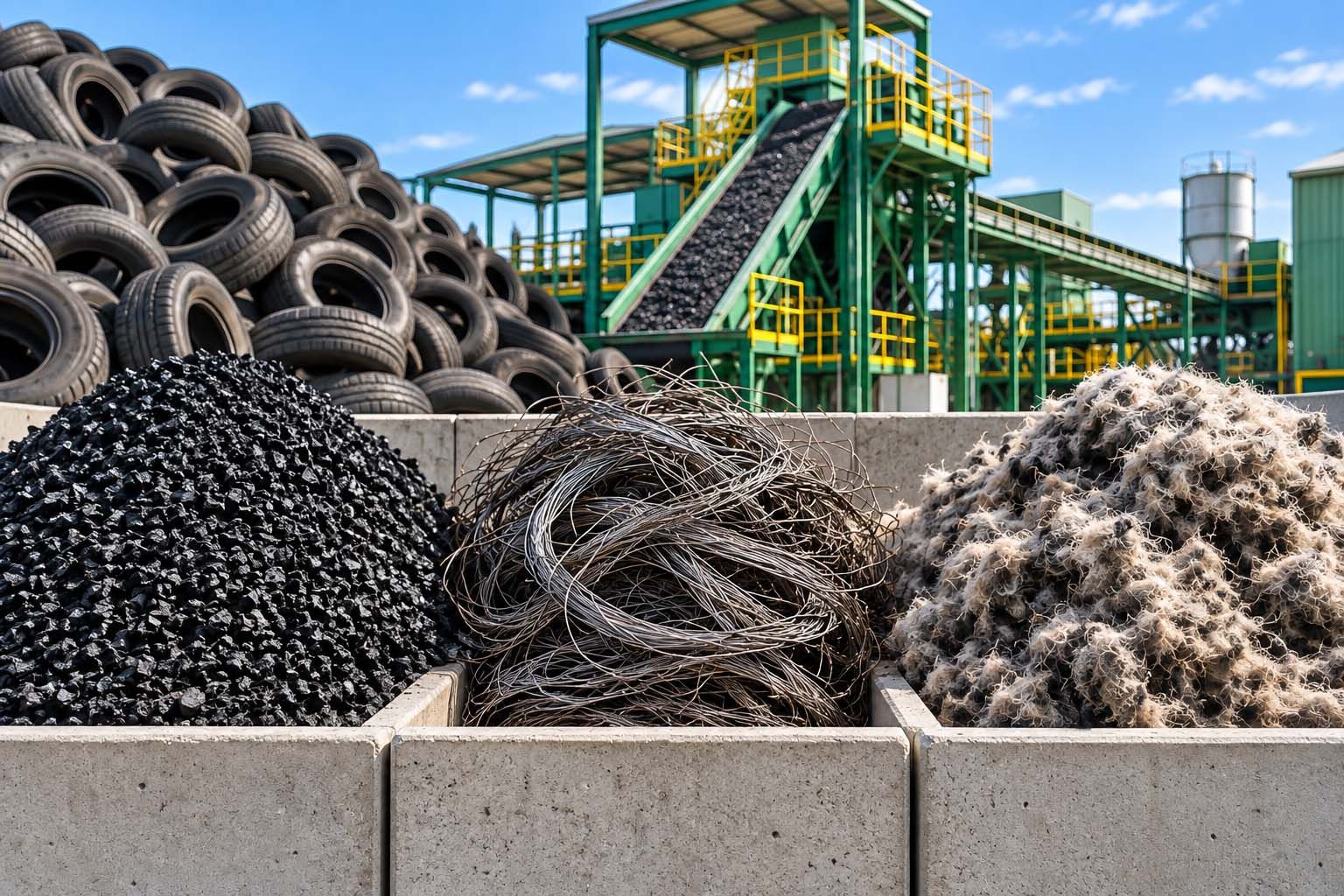 Planta industrial de reciclaje sostenible neumaticos
