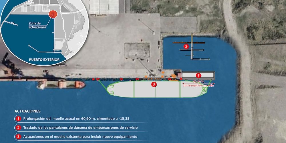 El muelle A de Langosteira, el único existente hasta ahora en el Puerto Exterior, tiene una longitud de 1.560 metros.