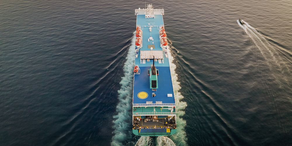 Vista aerea ferry Balearia