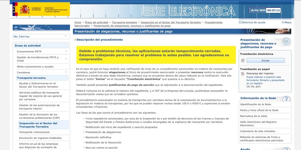 error informatico Mitma febrero 2023